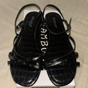 Black leather strap sandals